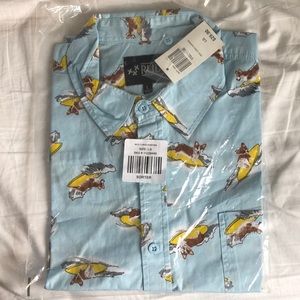 Hot Topic WOV Corgi Surfing Button-Down Shirt